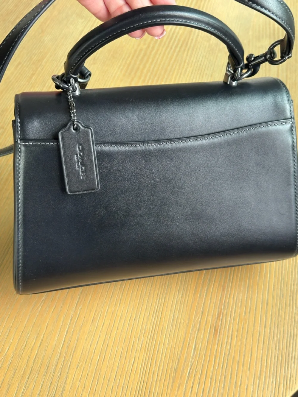 Coach Eliza Black Leather Top-Handle Crossbody Bag
